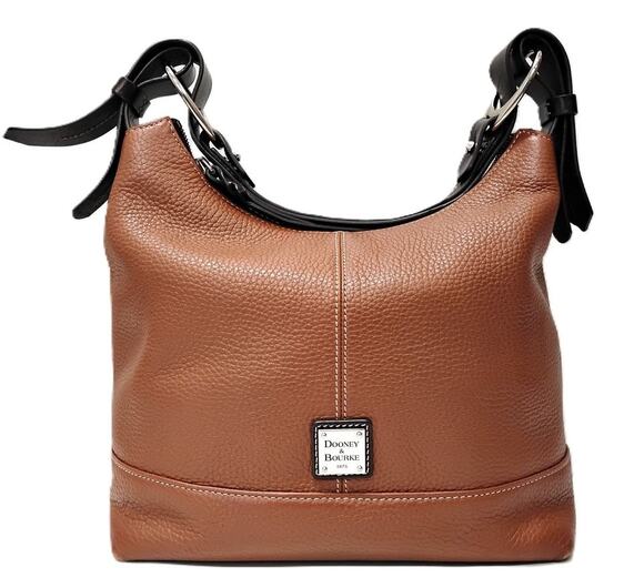 Dooney & Bourke Handbags - Dooney & Bourke Brown Pebbled Leather Hobo Shoulder Bag